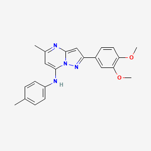 molecular formula C22H22N4O2 B2644510 2-(3,4-dimethoxyphenyl)-5-methyl-N-(4-methylphenyl)pyrazolo[1,5-a]pyrimidin-7-amine CAS No. 932987-62-7