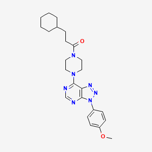 molecular formula C24H31N7O2 B2644513 3-cyclohexyl-1-(4-(3-(4-methoxyphenyl)-3H-[1,2,3]triazolo[4,5-d]pyrimidin-7-yl)piperazin-1-yl)propan-1-one CAS No. 920412-46-0