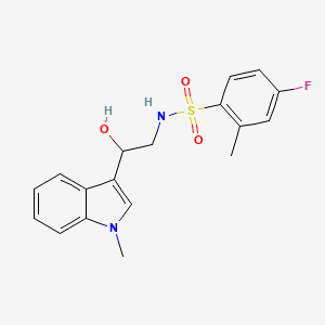 molecular formula C18H19FN2O3S B2644518 4-fluoro-N-(2-hydroxy-2-(1-methyl-1H-indol-3-yl)ethyl)-2-methylbenzenesulfonamide CAS No. 1448072-68-1