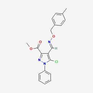 molecular formula C20H18ClN3O3 B2644520 methyl 5-chloro-4-({[(4-methylbenzyl)oxy]imino}methyl)-1-phenyl-1H-pyrazole-3-carboxylate CAS No. 477709-62-9