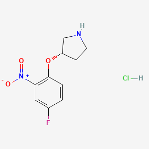 molecular formula C10H12ClFN2O3 B2644530 (S)-3-(4-Fluoro-2-nitrophenoxy)pyrrolidine hydrochloride CAS No. 1286208-42-1