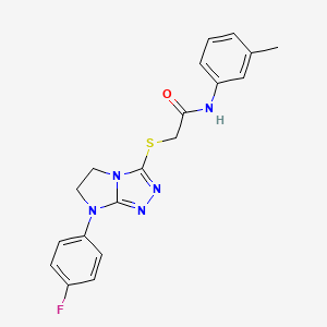 molecular formula C19H18FN5OS B2644532 2-((7-(4-fluorophenyl)-6,7-dihydro-5H-imidazo[2,1-c][1,2,4]triazol-3-yl)thio)-N-(m-tolyl)acetamide CAS No. 923227-94-5