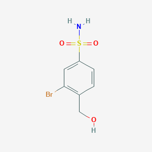 molecular formula C7H8BrNO3S B2644534 3-Bromo-4-(hydroxymethyl)benzene-1-sulfonamide CAS No. 1645275-35-9