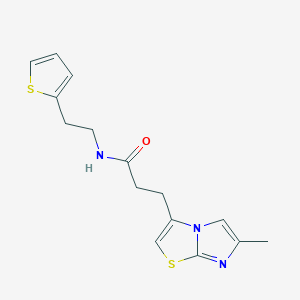 molecular formula C15H17N3OS2 B2644539 3-(6-methylimidazo[2,1-b]thiazol-3-yl)-N-(2-(thiophen-2-yl)ethyl)propanamide CAS No. 1251549-88-8