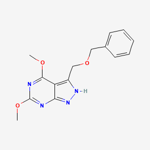molecular formula C15H16N4O3 B2644541 3-((Benzyloxy)methyl)-4,6-dimethoxy-1H-pyrazolo[3,4-d]pyrimidine CAS No. 2055071-87-7