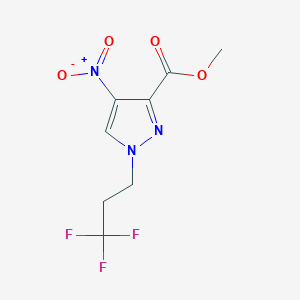 molecular formula C8H8F3N3O4 B2644544 methyl 4-nitro-1-(3,3,3-trifluoropropyl)-1H-pyrazole-3-carboxylate CAS No. 1856021-67-4