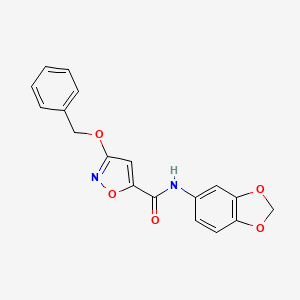 molecular formula C18H14N2O5 B2644557 N-(benzo[d][1,3]dioxol-5-yl)-3-(benzyloxy)isoxazole-5-carboxamide CAS No. 1421451-35-5