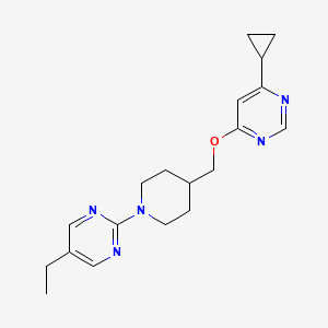 molecular formula C19H25N5O B2644592 2-(4-(((6-环丙基嘧啶-4-基)氧基)甲基)哌啶-1-基)-5-乙基嘧啶 CAS No. 2310140-80-6