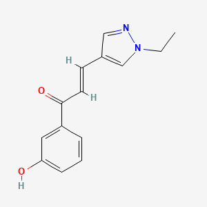 molecular formula C14H14N2O2 B2644596 丙烯酮，3-(1-乙基-1H-吡唑-4-基)-1-(3-羟基苯基)- CAS No. 959275-96-8