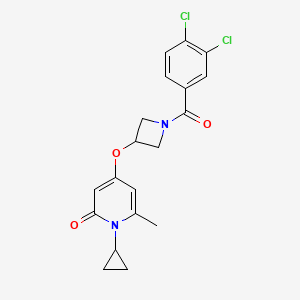 molecular formula C19H18Cl2N2O3 B2644598 1-环丙基-4-((1-(3,4-二氯苯甲酰)氮杂环丁-3-基)氧基)-6-甲基吡啶-2(1H)-酮 CAS No. 2034427-85-3