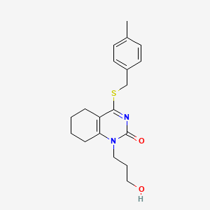 molecular formula C19H24N2O2S B2644601 1-(3-hydroxypropyl)-4-((4-methylbenzyl)thio)-5,6,7,8-tetrahydroquinazolin-2(1H)-one CAS No. 899974-07-3