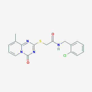 molecular formula C17H15ClN4O2S B2644605 N-[(2-chlorophenyl)methyl]-2-(9-methyl-4-oxopyrido[1,2-a][1,3,5]triazin-2-yl)sulfanylacetamide CAS No. 896347-50-5