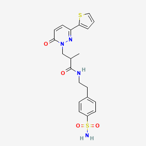 molecular formula C20H22N4O4S2 B2644619 2-methyl-3-(6-oxo-3-(thiophen-2-yl)pyridazin-1(6H)-yl)-N-(4-sulfamoylphenethyl)propanamide CAS No. 1286703-85-2