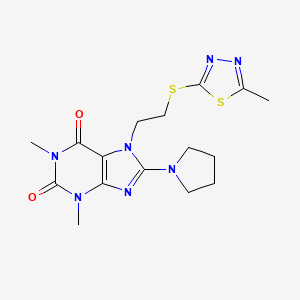 1,3-dimethyl-7-(2-((5-methyl-1,3,4-thiadiazol-2-yl)thio)ethyl)-8-(pyrrolidin-1-yl)-1H-purine-2,6(3H,7H)-dione