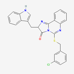 molecular formula C26H19ClN4OS B2644636 5-{[(3-chlorophenyl)methyl]sulfanyl}-2-[(1H-indol-3-yl)methyl]-2H,3H-imidazo[1,2-c]quinazolin-3-one CAS No. 1024512-02-4