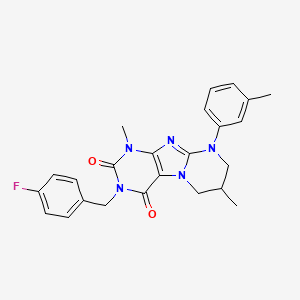 3-[(4-fluorophenyl)methyl]-1,7-dimethyl-9-(3-methylphenyl)-7,8-dihydro-6H-purino[7,8-a]pyrimidine-2,4-dione