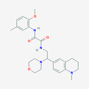 molecular formula C26H34N4O4 B2644645 N-(2-methoxy-5-methylphenyl)-N-[2-(1-methyl-1,2,3,4-tetrahydro-6-quinolinyl)-2-morpholinoethyl]ethanediamide CAS No. 921924-57-4