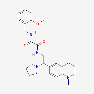 molecular formula C26H34N4O3 B2644662 N1-(2-甲氧基苄基)-N2-(2-(1-甲基-1,2,3,4-四氢喹啉-6-基)-2-(吡咯烷-1-基)乙基)草酰胺 CAS No. 922012-93-9