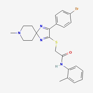 molecular formula C23H25BrN4OS B2644669 2-((3-(4-溴苯基)-8-甲基-1,4,8-三氮杂螺[4.5]癸-1,3-二烯-2-基)硫代)-N-(邻甲苯基)乙酰胺 CAS No. 1189644-19-6