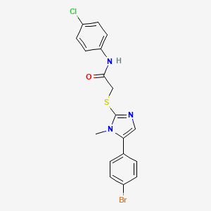 molecular formula C18H15BrClN3OS B2644671 2-((5-(4-bromophenyl)-1-methyl-1H-imidazol-2-yl)thio)-N-(4-chlorophenyl)acetamide CAS No. 1207025-17-9