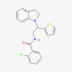 2-chloro-N-(2-(indolin-1-yl)-2-(thiophen-2-yl)ethyl)benzamide
