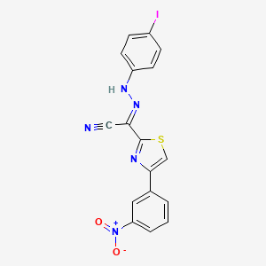 molecular formula C17H10IN5O2S B2644685 (2E)-N-(4-iodoanilino)-4-(3-nitrophenyl)-1,3-thiazole-2-carboximidoyl cyanide CAS No. 477196-23-9