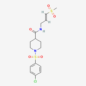 molecular formula C16H21ClN2O5S2 B2644688 (E)-1-((4-chlorophenyl)sulfonyl)-N-(3-(methylsulfonyl)allyl)piperidine-4-carboxamide CAS No. 2210223-18-8