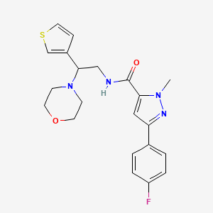 molecular formula C21H23FN4O2S B2644690 3-(4-fluorophenyl)-1-methyl-N-(2-morpholino-2-(thiophen-3-yl)ethyl)-1H-pyrazole-5-carboxamide CAS No. 1396627-15-8
