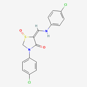 molecular formula C16H12Cl2N2O2S B2644700 5-[(4-氯苯胺)亚甲基]-3-(4-氯苯基)-4-氧代-1,3-噻唑烷-1-鎓-1-醇盐 CAS No. 338752-82-2