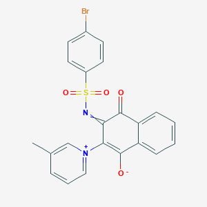 molecular formula C22H15BrN2O4S B264471 3-(4-Bromophenyl)sulfonylimino-2-(3-methylpyridin-1-ium-1-yl)-4-oxonaphthalen-1-olate 
