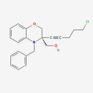 molecular formula C21H22ClNO2 B2644722 (4-benzyl-3-(5-chloropent-1-yn-1-yl)-3,4-dihydro-2H-benzo[b][1,4]oxazin-3-yl)methanol CAS No. 1799616-62-8