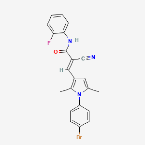 (E)-3-[1-(4-bromophenyl)-2,5-dimethylpyrrol-3-yl]-2-cyano-N-(2-fluorophenyl)prop-2-enamide