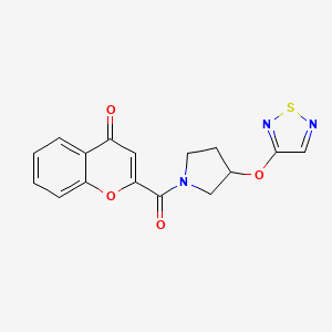 molecular formula C16H13N3O4S B2644728 2-[3-(1,2,5-thiadiazol-3-yloxy)pyrrolidine-1-carbonyl]-4H-chromen-4-one CAS No. 2097890-44-1