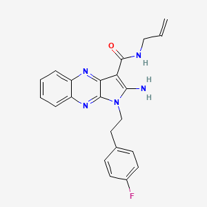 molecular formula C22H20FN5O B2644750 2-amino-1-[2-(4-fluorophenyl)ethyl]-N-(prop-2-en-1-yl)-1H-pyrrolo[2,3-b]quinoxaline-3-carboxamide CAS No. 573708-04-0