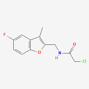 molecular formula C12H11ClFNO2 B2644754 2-Chloro-N-[(5-fluoro-3-methyl-1-benzofuran-2-yl)methyl]acetamide CAS No. 2411200-84-3
