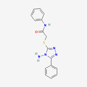molecular formula C16H15N5OS B2644759 2-[(4-amino-5-phenyl-4H-1,2,4-triazol-3-yl)sulfanyl]-N-phenylacetamide CAS No. 767633-67-0