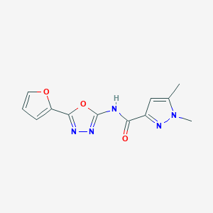 molecular formula C12H11N5O3 B2644785 N-(5-(furan-2-yl)-1,3,4-oxadiazol-2-yl)-1,5-dimethyl-1H-pyrazole-3-carboxamide CAS No. 1013783-33-9