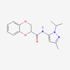 molecular formula C16H19N3O3 B2644793 N-(1-isopropyl-3-methyl-1H-pyrazol-5-yl)-2,3-dihydrobenzo[b][1,4]dioxine-2-carboxamide CAS No. 1234805-38-9