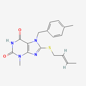 molecular formula C18H20N4O2S B2644797 8-[(E)-丁-2-烯基]硫烷基-3-甲基-7-[(4-甲基苯基)甲基]嘌呤-2,6-二酮 CAS No. 1164542-54-4