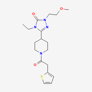 molecular formula C18H26N4O3S B2644799 4-乙基-1-(2-甲氧基乙基)-3-(1-(2-(噻吩-2-基)乙酰基)哌啶-4-基)-1H-1,2,4-三唑-5(4H)-酮 CAS No. 1797736-99-2