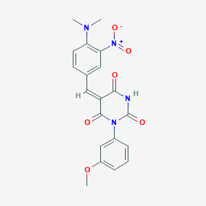 (5E)-5-[[4-(dimethylamino)-3-nitrophenyl]methylidene]-1-(3-methoxyphenyl)-1,3-diazinane-2,4,6-trione