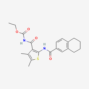 molecular formula C21H24N2O4S B2644808 Ethyl (4,5-dimethyl-2-(5,6,7,8-tetrahydronaphthalene-2-carboxamido)thiophene-3-carbonyl)carbamate CAS No. 896316-12-4