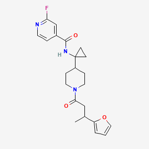 molecular formula C22H26FN3O3 B2644811 2-Fluoro-N-[1-[1-[3-(furan-2-yl)butanoyl]piperidin-4-yl]cyclopropyl]pyridine-4-carboxamide CAS No. 2249244-64-0