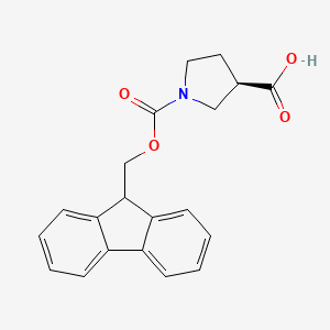 molecular formula C20H19NO4 B2644814 (R)-1-(((9H-Fluoren-9-yl)methoxy) carbonyl)pyrrolidine-3-carboxylic acid CAS No. 193693-65-1