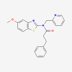molecular formula C23H21N3O2S B2644817 N-(5-甲氧基苯并[d]噻唑-2-基)-3-苯基-N-(吡啶-2-基甲基)丙酰胺 CAS No. 899964-41-1