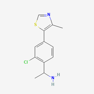 molecular formula C12H13ClN2S B2644826 1-[2-Chloro-4-(4-methyl-1,3-thiazol-5-yl)phenyl]ethan-1-amine CAS No. 1999243-05-8