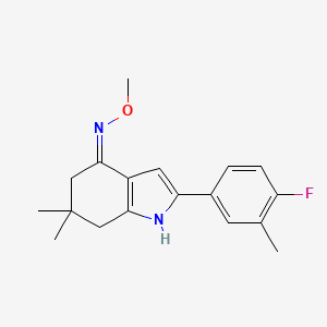 molecular formula C18H21FN2O B2644828 （2-（4-氟-3-甲基苯基）-6,6-二甲基（5,6,7-三氢吲哚））-4-O-甲基肟 CAS No. 1274948-04-7