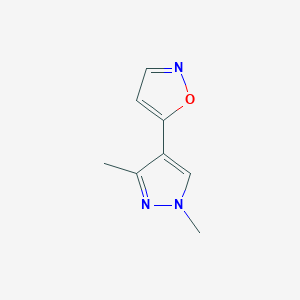 molecular formula C8H9N3O B2644835 5-(1,3-Dimethyl-1H-pyrazol-4-YL)isoxazole CAS No. 1005553-66-1