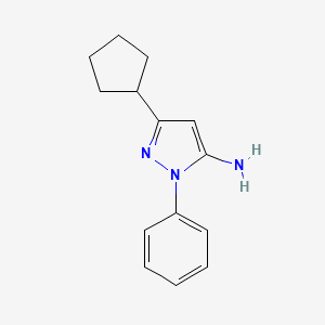 molecular formula C14H17N3 B2644836 3-cyclopentyl-1-phenyl-1H-pyrazol-5-amine 