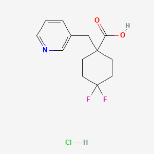 molecular formula C13H16ClF2NO2 B2644857 4,4-二氟-1-(吡啶-3-基甲基)环己烷-1-羧酸盐酸盐 CAS No. 1380300-86-6